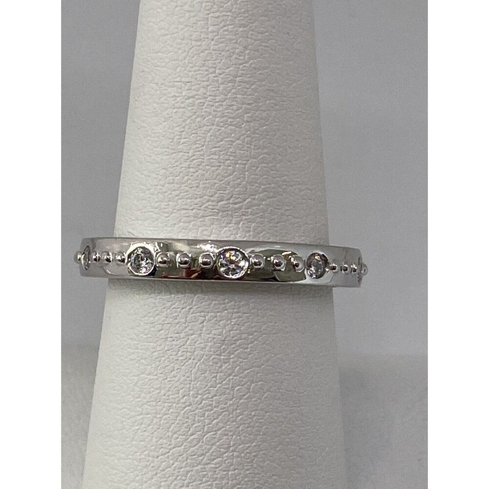 925 Sterling Silver CZ Band Ring Size 8